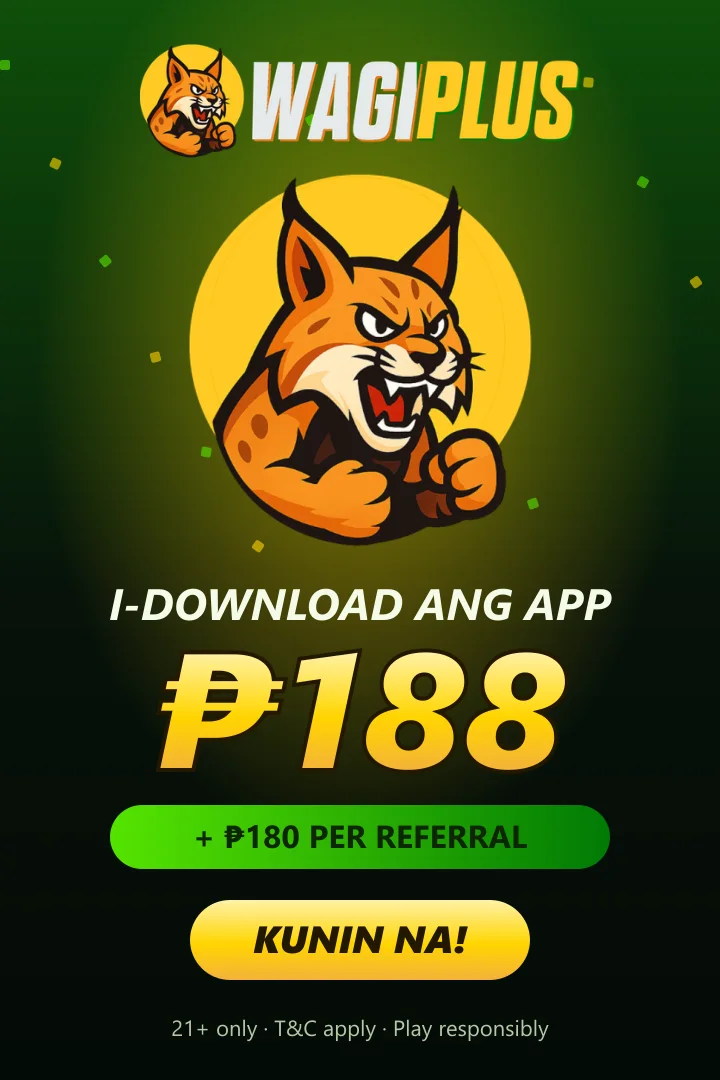 WagiPlus promo: download the app and get ₱188, plus ₱180 per referral — T&C apply, 21+